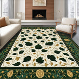 Ultra Soft Area Rug, Non Slip, Stain Resistant, Washable Area Rugs for Living Room, Bedroom, Symmetrical Leaf Motif Area(White)