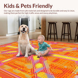 Ultra Soft Area Rug, Non Slip, Stain Resistant, Washable Area Rugs for Living Room, Bedroom, Lively Sunset Color Palette Arrangement(Orange)