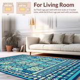 Ultra Soft Area Rug, Non Slip, Stain Resistant, Washable Area Rugs for Living Room, Bedroom, Global Gathering(Blue)