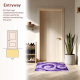 Ultra Soft Area Rug, Non Slip, Stain Resistant, Washable Area Rugs for Living Room, Bedroom, Bright Youthful Swirl Aesthetic(Purple)