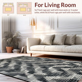 Ultra Soft Area Rug, Non Slip, Stain Resistant, Washable Area Rugs for Living Room, Bedroom, Sleek Angular Patterned Aesthetic(Black)