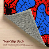 Cartoon Spider Burst Area Rug with Energetic Red Blue Comic Graphics(Red)
