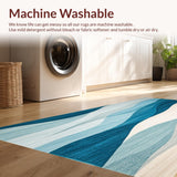 Ultra Soft Area Rug, Non Slip, Stain Resistant, Washable Area Rugs for Living Room, Bedroom, Coastal Inspired Patio Country Area in Blue and Sand Hues(Blue)