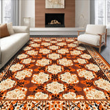 Ultra Soft Area Rug, Non Slip, Stain Resistant, Washable Area Rugs for Living Room, Bedroom, Elegant Floral Geometric Fusion(Orange)