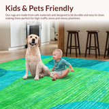 Ultra Soft Area Rug, Non Slip, Stain Resistant, Washable Area Rugs for Living Room, Bedroom, Trendy Minimalist Color Block(Blue)