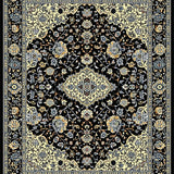 Ultra Soft Area Rug, Non Slip, Stain Resistant, Washable Area Rugs for Living Room, Bedroom, Chic Floral Paisley Elegance(Black)