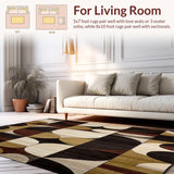 Stylish Modern Abstract Area with Layered Brown and Beige Tones(Brown)
