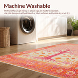 Ultra Soft Area Rug, Non Slip, Stain Resistant, Washable Area Rugs for Living Room, Bedroom, Charming Whimsical Botanical Style(Orange)