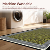Ultra Soft Area Rug, Non Slip, Stain Resistant, Washable Area Rugs for Living Room, Bedroom, Luxe Graphic Symmetrical Elements(Yellow)
