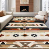Ultra Soft Area Rug, Non Slip, Stain Resistant, Washable Area Rugs for Living Room, Bedroom, Vibrant Ethnic Tiled Design(Brown)