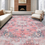 Ultra Soft Area Rug, Non Slip, Stain Resistant, Washable Area Rugs for Living Room, Bedroom, Trendy Textured Pink Motif(Pink)
