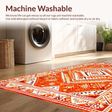 Ultra Soft Area Rug, Non Slip, Stain Resistant, Washable Area Rugs for Living Room, Bedroom, Rustic Geometric Orange Elegance(Orange)