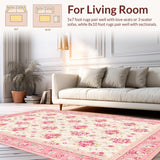 Ultra Soft Area Rug, Non Slip, Stain Resistant, Washable Area Rugs for Living Room, Bedroom, Rustic Soft Pastel Blooms(Ivory)