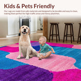 Ultra Soft Area Rug, Non Slip, Stain Resistant, Washable Area Rugs for Living Room, Bedroom, Modern Playful Organic Shapes(Pink)