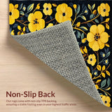 Ultra Soft Area Rug, Non Slip, Stain Resistant, Washable Area Rugs for Living Room, Bedroom, Artistic Modern Flower Pattern(Yellow)