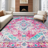 Ultra Soft Area Rug, Non Slip, Stain Resistant, Washable Area Rugs for Living Room, Bedroom, Eclectic Pink Geometric Charm(Pink)
