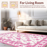 Ultra Soft Area Rug, Non Slip, Stain Resistant, Washable Area Rugs for Living Room, Bedroom, Contemporary Pink Cozy Vibe(Pink)