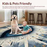 Ultra Soft Area Rug, Non Slip, Stain Resistant, Washable Area Rugs for Living Room, Bedroom, Evil Eye Ethnic Patterned Accent(Blue)