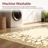 Ultra Soft Area Rug, Non Slip, Stain Resistant, Washable Area Rugs for Living Room, Bedroom, Stylish Beige Kitchen Durable Non Slip Runner with Floral Motif(Beige)