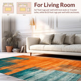 Ultra Soft Area Rug, Non Slip, Stain Resistant, Washable Area Rugs for Living Room, Bedroom, Chic Abstract Expressionist Style(Orange)