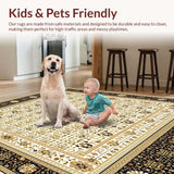Ultra Soft Area Rug, Non Slip, Stain Resistant, Washable Area Rugs for Living Room, Bedroom, Vintage Farmhouse Woven Boho(Beige)
