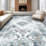 Ultra Soft Area Rug, Non Slip, Stain Resistant, Washable Area Rugs for Living Room, Bedroom, Unique Gray Medallion Aesthetic(White)