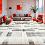 Ultra Soft Area Rug, Non Slip, Stain Resistant, Washable Area Rugs for Living Room, Bedroom, Minimal Stripe Canvas Rug Precision Lines Artistic Modern Graphic Stripe(Gray)