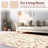 Ultra Soft Area Rug, Non Slip, Stain Resistant, Washable Area Rugs for Living Room, Bedroom, Beige Spring Floral Non Slip Pair(Beige)
