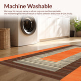 Ultra Soft Area Rug, Non Slip, Stain Resistant, Washable Area Rugs for Living Room, Bedroom, Chic Striped Relaxation Mat(Orange)