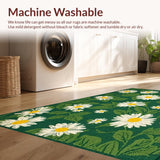 Ultra Soft Area Rug, Non Slip, Stain Resistant, Washable Area Rugs for Living Room, Bedroom, Nature-Inspired Irregular Floral Motif(Green)