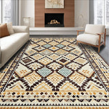 Ultra Soft Area Rug, Non Slip, Stain Resistant, Washable Area Rugs for Living Room, Bedroom, Rustic Textured Diamond Motif(Beige)