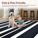 Ultra Soft Area Rug, Non Slip, Stain Resistant, Washable Area Rugs for Living Room, Bedroom, Contrasting stripe accent piece(Black)