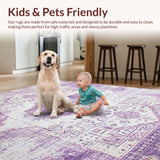 Ultra Soft Area Rug, Non Slip, Stain Resistant, Washable Area Rugs for Living Room, Bedroom, Whimsical Lavender Diamond Composition(Purple)