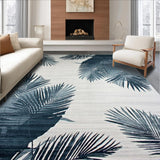 Ultra Soft Area Rug, Non Slip, Stain Resistant, Washable Area Rugs for Living Room, Bedroom, Rustic Neutral Palm Motif(Blue)