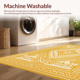 Ultra Soft Area Rug, Non Slip, Stain Resistant, Washable Area Rugs for Living Room, Bedroom, Warm Minimalist Diamond Arrangement(Yellow)