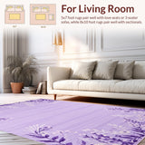 Ultra Soft Area Rug, Non Slip, Stain Resistant, Washable Area Rugs for Living Room, Bedroom, Purple Playful Patterned Texture(Purple)