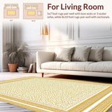 Ultra Soft Area Rug, Non Slip, Stain Resistant, Washable Area Rugs for Living Room, Bedroom, Rattan Inspired Round Area Hand Braided Natural Fiber Placemat(Gold)