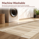 Ultra Soft Area Rug, Non Slip, Stain Resistant, Washable Area Rugs for Living Room, Bedroom, Vintage-Inspired Earthy Scallop Pattern(Beige)
