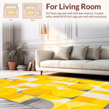 Ultra Soft Area Rug, Non Slip, Stain Resistant, Washable Area Rugs for Living Room, Bedroom, Vibrant Abstract Geometric Delight(Yellow)
