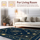 Ultra Soft Area Rug, Non Slip, Stain Resistant, Washable Area Rugs for Living Room, Bedroom, Elegant Crescent Moon Aesthetic(Blue)