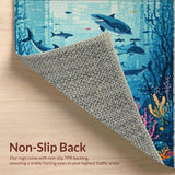 Ultra Soft Area Rug, Non Slip, Stain Resistant, Washable Area Rugs for Living Room, Bedroom, Dolphin and Shark Cartoon Rug(Blue)