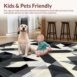 Ultra Soft Area Rug, Non Slip, Stain Resistant, Washable Area Rugs for Living Room, Bedroom, Rustic Vintage Inspired Motif(Beige)