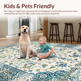 Ultra Soft Area Rug, Non Slip, Stain Resistant, Washable Area Rugs for Living Room, Bedroom, Chic Pastel Floral Motif(Beige)