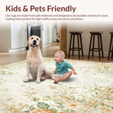 Ultra Soft Area Rug, Non Slip, Stain Resistant, Washable Area Rugs for Living Room, Bedroom, Elegant Vintage Inspired Area with Distressed Floral Motifs(Beige)