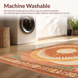 Ultra Soft Area Rug, Non Slip, Stain Resistant, Washable Area Rugs for Living Room, Bedroom, Abstract Sun and Moon Motif(Orange)