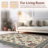 Ultra Soft Area Rug, Non Slip, Stain Resistant, Washable Area Rugs for Living Room, Bedroom, Vibrant Pastel Botanical Design(Beige)