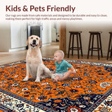 Ultra Soft Area Rug, Non Slip, Stain Resistant, Washable Area Rugs for Living Room, Bedroom, Elegant Floral Trellis Aesthetic(Orange)