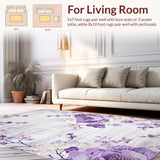 Ultra Soft Area Rug, Non Slip, Stain Resistant, Washable Area Rugs for Living Room, Bedroom, Vibrant Cozy Garden Inspired Design(Purple)