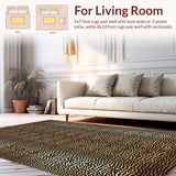 Ultra Soft Area Rug, Non Slip, Stain Resistant, Washable Area Rugs for Living Room, Bedroom, Luxurious Faux Fur Leopard Style(Brown)