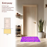 Ultra Soft Area Rug, Non Slip, Stain Resistant, Washable Area Rugs for Living Room, Bedroom, Artistic Girly Garden Style(Purple)
